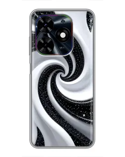 Чехол для TECNO Spark Go 2024 (BG6) с картинкой «Черно-белая спираль»