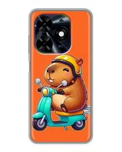 Чехол для TECNO Spark Go 2024 (BG6) с картинкой «Капибара на скутере»