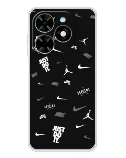 Чехол для TECNO Spark Go 2025 с картинкой «Nike Black Pattern» Чехол для TECNO Spark Go 2025 с картинкой «Nike Black Pattern»