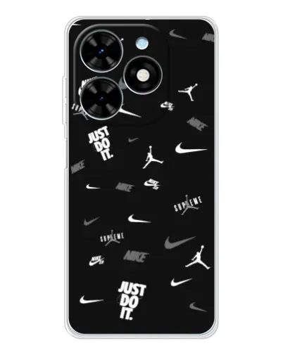 Чехол для TECNO Spark Go 2025 с картинкой «Nike Black Pattern» Чехол для TECNO Spark Go 2025 с картинкой «Nike Black Pattern»