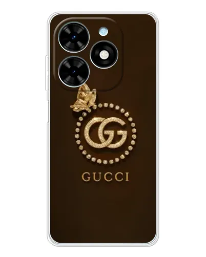 Чехол для TECNO Spark Go 2025 с картинкой «Gucci — золотая бабочка»