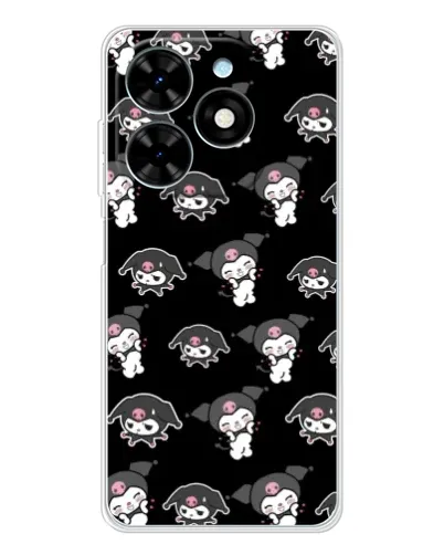 Чехол для TECNO Spark Go 2025 с картинкой «Черный паттерн Kuromi»