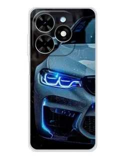 Чехол для TECNO Spark Go 2025 с картинкой «Взгляд BMW с синими фарами»