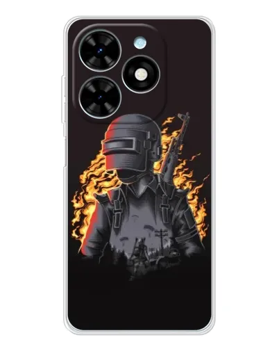 Чехол для TECNO Spark Go 2025 с картинкой «PUBG — огненный силуэт»