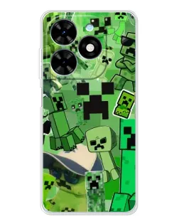 Чехол для TECNO Spark Go 2025 с картинкой «Криперы Minecraft»