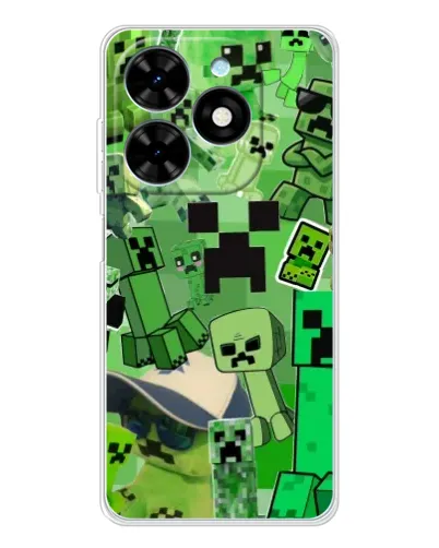 Чехол для TECNO Spark Go 2025 с картинкой «Криперы Minecraft»