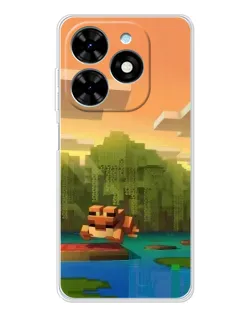 Чехол для TECNO Spark Go 2025 с картинкой «Майнкрафт закат солнца»