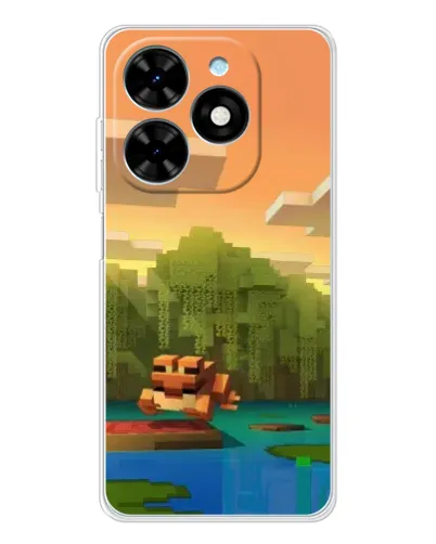 Чехол для TECNO Spark Go 2025 с картинкой «Майнкрафт закат солнца»