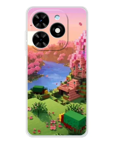 Чехол для TECNO Spark Go 2025 с картинкой «Розовое дерево Minecraft»