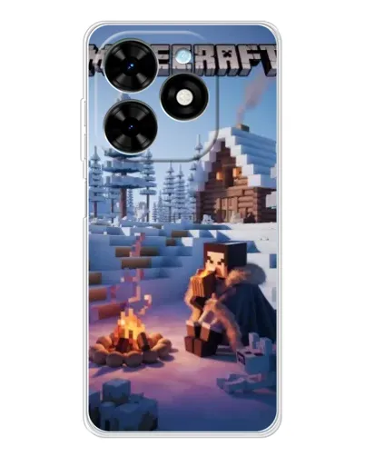 Чехол для TECNO Spark Go 2025 с картинкой «Зимний Minecraft»