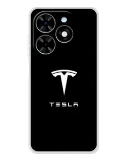 Чехол для TECNO Spark Go 2025 с картинкой «Tesla White Logo»