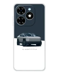 Чехол для TECNO Spark Go 2025 с картинкой «Серебристый Cybertruck Tesla»