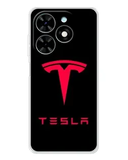 Чехол для TECNO Spark Go 2025 с картинкой «Tesla Red Logo»