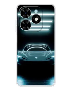 Чехол для TECNO Spark Go 2025 с картинкой «Tesla в неоне»