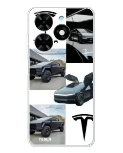 Чехол для TECNO Spark Go 2025 с картинкой «Коллаж Cybertruck Tesla»