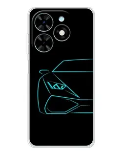 Чехол для TECNO Spark Go 2025 с картинкой «Голубой силуэт Lamborghini»