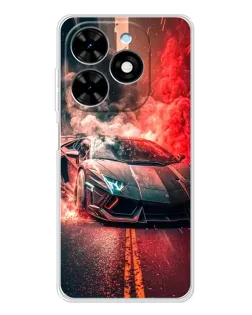 Чехол для TECNO Spark Go 2025 с картинкой «Lamborghini красный дым»