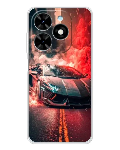 Чехол для TECNO Spark Go 2025 с картинкой «Lamborghini красный дым»