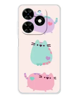 Чехол для TECNO Spark Go 2025 с картинкой «Pusheen трио»