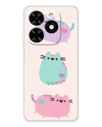 Чехол для TECNO Spark Go 2025 с картинкой «Pusheen трио»