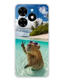 Чехол для TECNO Spark Go 2025 с картинкой «Капибара на море»