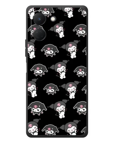 Чехол для TECNO Spark Go 3 с картинкой «Черный паттерн Kuromi»