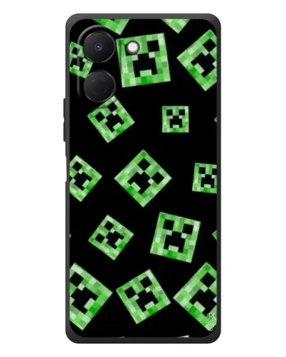 Чехол для TECNO Spark Go 3 с картинкой «Паттерн с криперами»