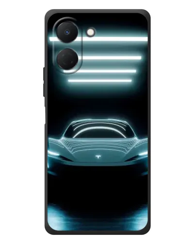 Чехол для TECNO Spark Go 3 с картинкой «Tesla в неоне»