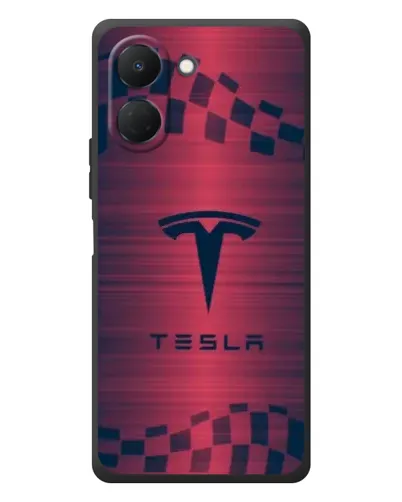 Чехол для TECNO Spark Go 3 с картинкой «Тесла красный карбон»