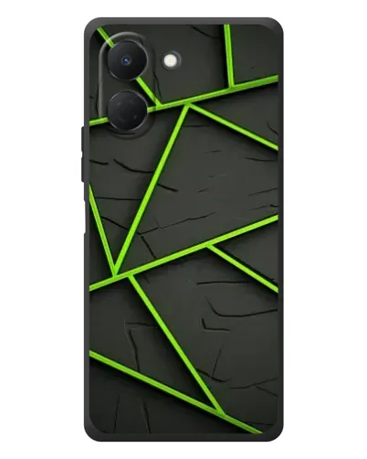 Чехол для TECNO Spark Go 3 с картинкой «Зеленые геометрические линии»