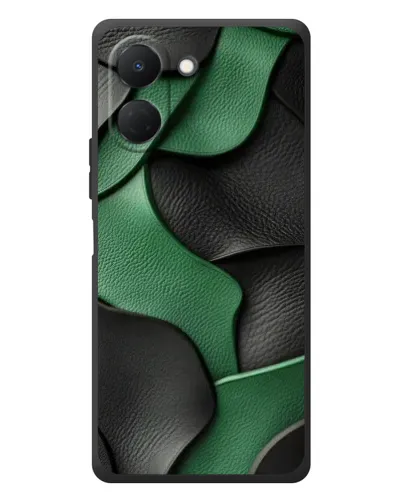 Чехол для TECNO Spark Go 3 с картинкой «Зеленые кожаные волны»