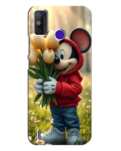 Чехол для TECNO Spark Power 2 (LC8) с картинкой «Микки с тюльпанами»