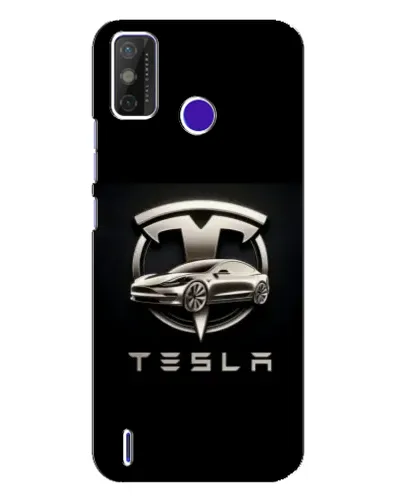 Чехол для TECNO Spark Power 2 (LC8) с картинкой «Tesla — серебристое авто»