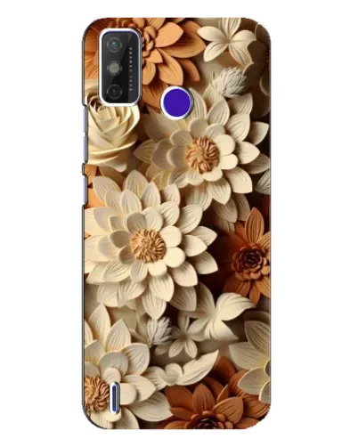 Чехол для TECNO Spark Power 2 (LC8) с картинкой «Бежевый флористический декор»