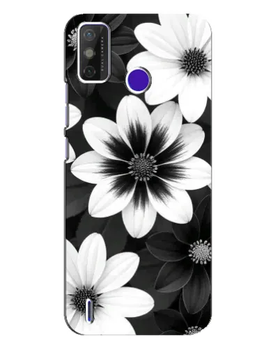 Чехол для TECNO Spark Power 2 (LC8) с картинкой «Монохромные астры»