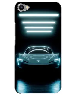 Чехол для Meizu U20 с картинкой «Tesla в неоне»