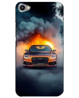 Чехол для Meizu U20 с картинкой «Audi в огненном дыму»