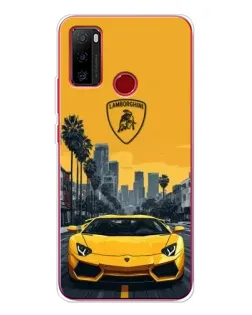 Чохол для Ulefone Note 10 з картинкою «Жовтий Lamborghini місто»