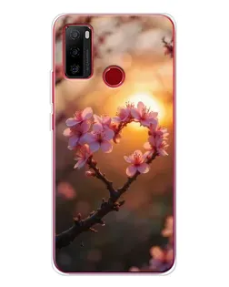 Чохол для Ulefone Note 10 з картинкою «Рожевий цвіт  сердечко на тлі заходу»