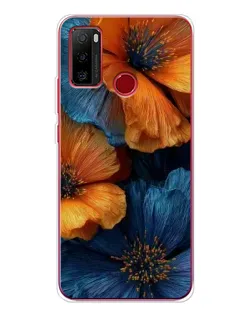Чохол для Ulefone Note 10 з картинкою «Яскрава синьо-помаранчева флора»