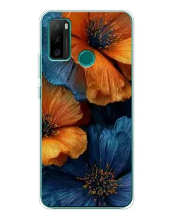 Чехол для Ulefone Note 10P с картинкой «Яркая сине-оранжевая флора»