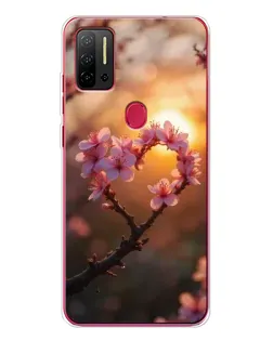 Чехол для Ulefone Note 11P с картинкой «Розовый цвет сердце на фоне заката»
