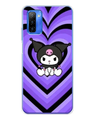Чехол для Ulefone Note 12 с картинкой «Kuromi и фиолетовые сердца»