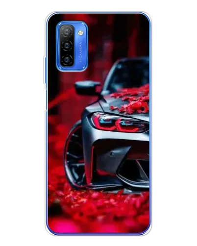 Чехол для Ulefone Note 12 с картинкой «Спортивная BMW и цветы»
