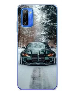 Чехол для Ulefone Note 12 с картинкой «BMW в зимнем лесу»