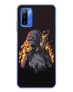 Чехол для Ulefone Note 12 с картинкой «PUBG — огненный силуэт»