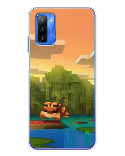 Чехол для Ulefone Note 12 с картинкой «Майнкрафт закат солнца»