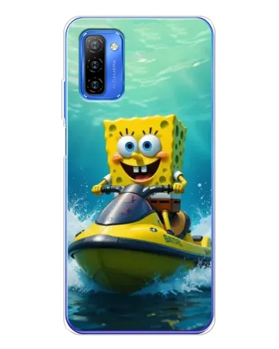 Чехол для Ulefone Note 12 с картинкой «Спанч Боб на гидроцикле»