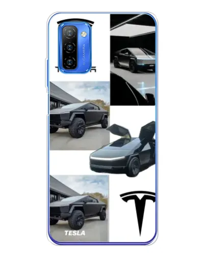 Чехол для Ulefone Note 12 с картинкой «Коллаж Cybertruck Tesla»