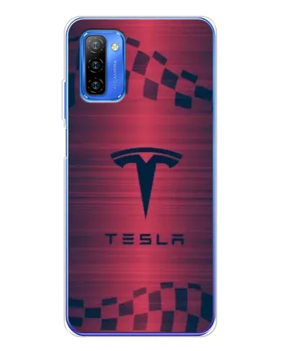 Чехол для Ulefone Note 12 с картинкой «Тесла красный карбон»